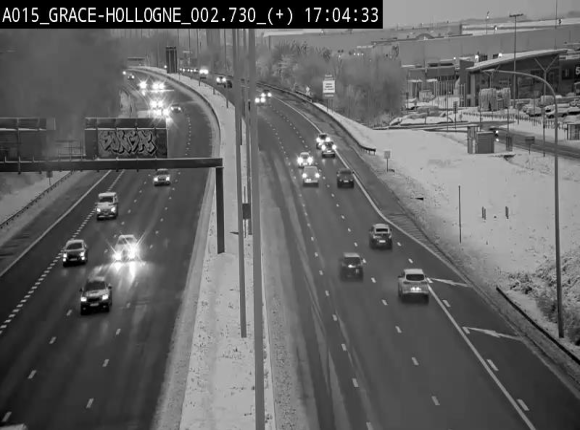 Webcam E42/A15 à Grâce-Hollogne, à proximité de la jonction avec l'A604. Vue orientée vers Namur