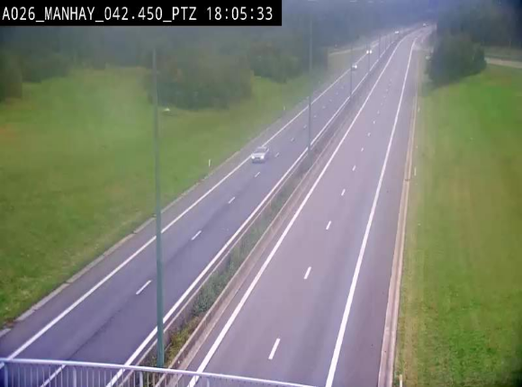 <h2>Webcam autoroute A26/E25 à hauteur de Manhay, à la jonction avec la N651 en direction de Liège - BK 42.4</h2>