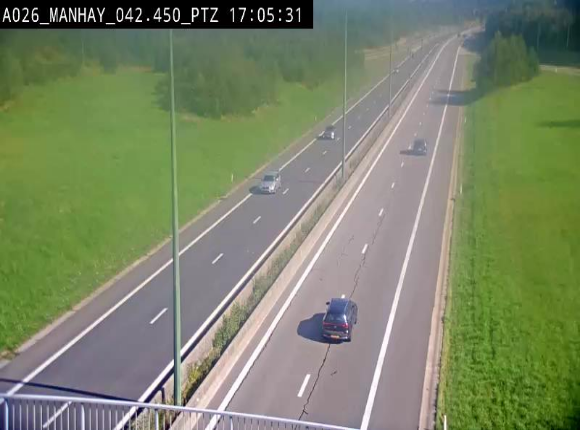 <h2>Webcam autoroute A26/E25 à hauteur de Manhay, à la jonction avec la N651 en direction de Liège - BK 42.4</h2>