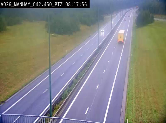 Webcam autoroute A26/E25 à hauteur de Manhay, à la jonction avec la N651 en direction de Liège - BK 42.4