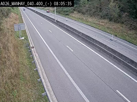 Webcam autoroute A26/E25 à hauteur de Manhay, après la jonction avec la N651 en direction de Liège - BK 40.4