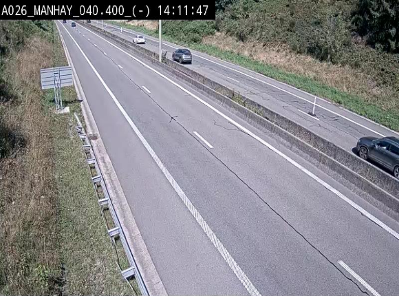<h2>Webcam autoroute A26/E25 à hauteur de Manhay, après la jonction avec la N651 en direction de Liège - BK 40.4</h2>