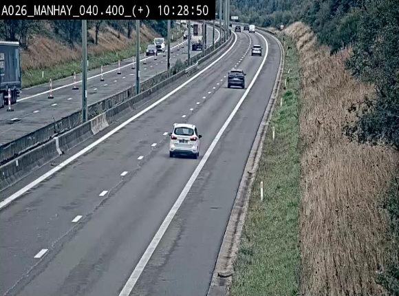 <h2>Webcam autoroute A26/E25 à hauteur de Manhay, avant la jonction avec la N651 en direction de Luxembourg - BK 40.4</h2>