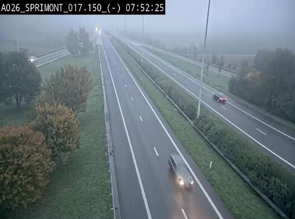 Webcam E25 (A26) à hauteur de Sprimont en direction de Liège et en provenance de Bastogne