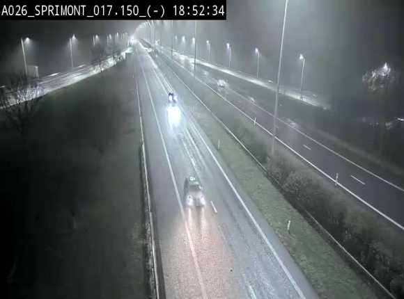 Webcam E25 (A26) à hauteur de Sprimont en direction de Liège et en provenance de Bastogne