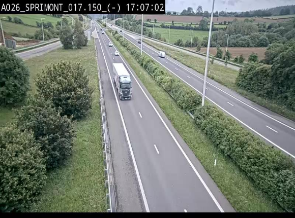 Webcam E25 (A26) à hauteur de Sprimont en direction de Liège et en provenance de Bastogne