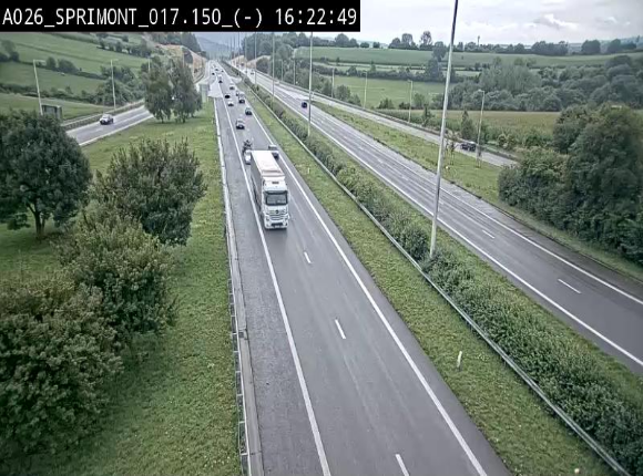 Webcam E25 (A26) à hauteur de Sprimont en direction de Liège et en provenance de Bastogne