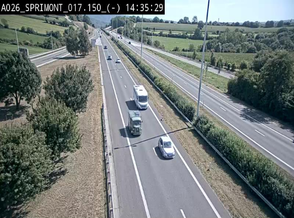 Webcam E25 (A26) à hauteur de Sprimont en direction de Liège et en provenance de Bastogne