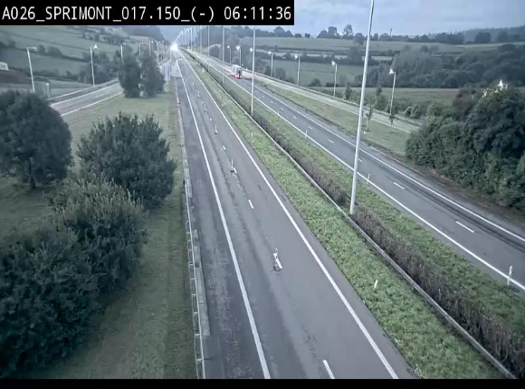 Webcam E25 (A26) à hauteur de Sprimont en direction de Liège et en provenance de Bastogne