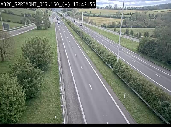 Webcam E25 (A26) à hauteur de Sprimont en direction de Liège et en provenance de Bastogne