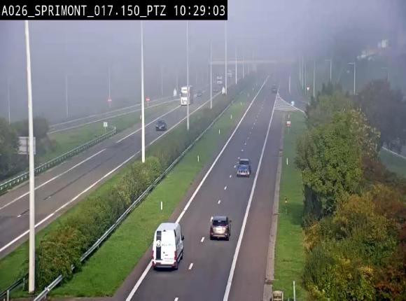 <h2>Webcam A26 (E25) à Sprimont, sur l'autoroute entre Liège et Arlon. Vue orientée vers le Luxembourg</h2>