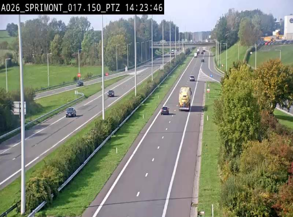 <h2>Webcam A26 (E25) à Sprimont, sur l'autoroute entre Liège et Arlon. Vue orientée vers le Luxembourg</h2>