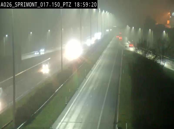 Webcam A26 (E25) à Sprimont, sur l'autoroute entre Liège et Arlon. Vue orientée vers le Luxembourg