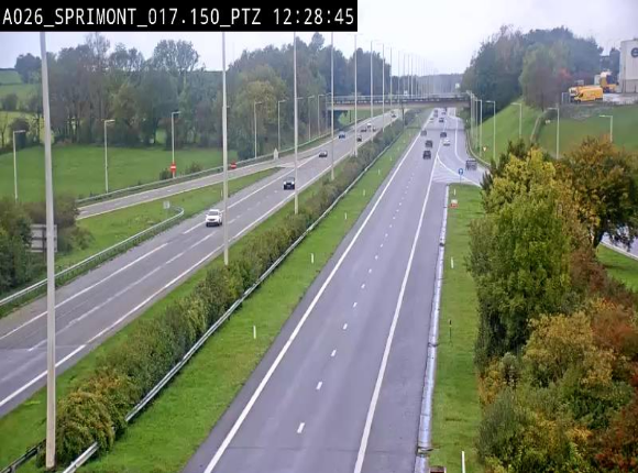 <h2>Webcam A26 (E25) à Sprimont, sur l'autoroute entre Liège et Arlon. Vue orientée vers le Luxembourg</h2>