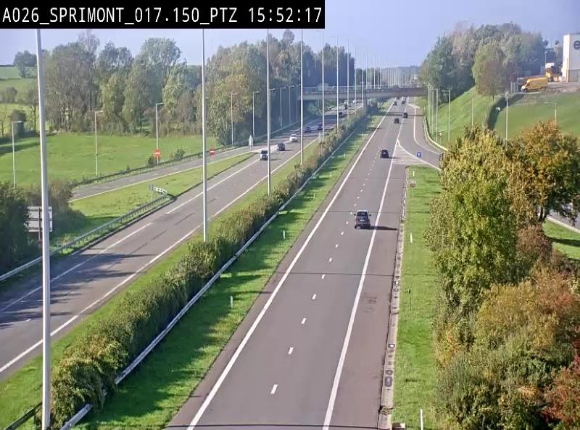 <h2>Webcam A26 (E25) à Sprimont, sur l'autoroute entre Liège et Arlon. Vue orientée vers le Luxembourg</h2>