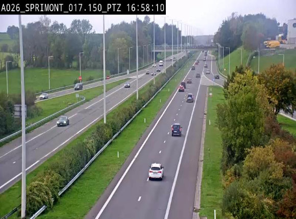 <h2>Webcam A26 (E25) à Sprimont, sur l'autoroute entre Liège et Arlon. Vue orientée vers le Luxembourg</h2>