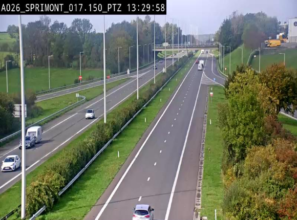 <h2>Webcam A26 (E25) à Sprimont, sur l'autoroute entre Liège et Arlon. Vue orientée vers le Luxembourg</h2>
