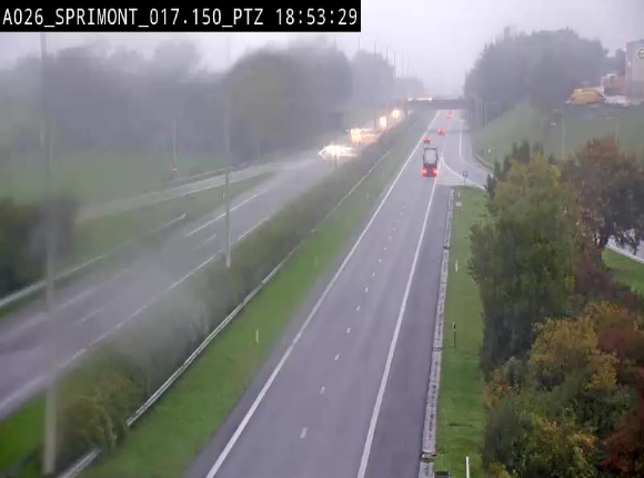<h2>Webcam A26 (E25) à Sprimont, sur l'autoroute entre Liège et Arlon. Vue orientée vers le Luxembourg</h2>