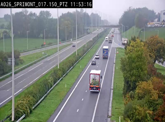 <h2>Webcam A26 (E25) à Sprimont, sur l'autoroute entre Liège et Arlon. Vue orientée vers le Luxembourg</h2>