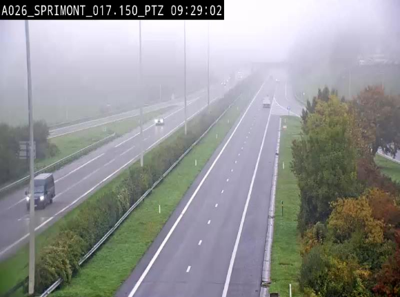 <h2>Webcam A26 (E25) à Sprimont, sur l'autoroute entre Liège et Arlon. Vue orientée vers le Luxembourg</h2>