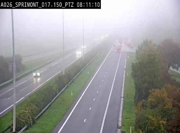 <h2>Webcam A26 (E25) à Sprimont, sur l'autoroute entre Liège et Arlon. Vue orientée vers le Luxembourg</h2>