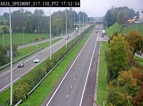 <h2>Webcam A26 (E25) à Sprimont, sur l'autoroute entre Liège et Arlon. Vue orientée vers le Luxembourg</h2>