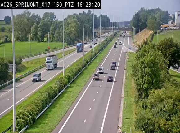 <h2>Webcam A26 (E25) à Sprimont, sur l'autoroute entre Liège et Arlon. Vue orientée vers le Luxembourg</h2>