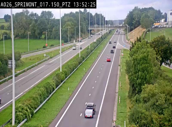 <h2>Webcam A26 (E25) à Sprimont, sur l'autoroute entre Liège et Arlon. Vue orientée vers le Luxembourg</h2>