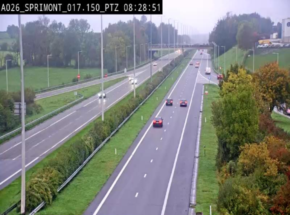 <h2>Webcam A26 (E25) à Sprimont, sur l'autoroute entre Liège et Arlon. Vue orientée vers le Luxembourg</h2>