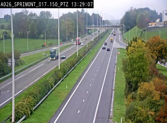 <h2>Webcam A26 (E25) à Sprimont, sur l'autoroute entre Liège et Arlon. Vue orientée vers le Luxembourg</h2>