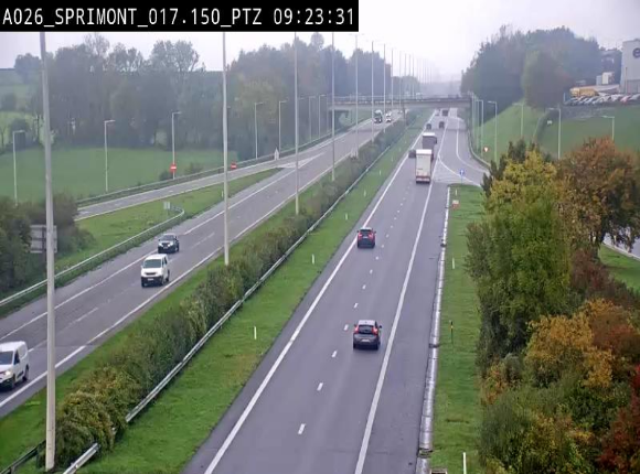 <h2>Webcam A26 (E25) à Sprimont, sur l'autoroute entre Liège et Arlon. Vue orientée vers le Luxembourg</h2>