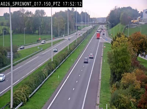 <h2>Webcam A26 (E25) à Sprimont, sur l'autoroute entre Liège et Arlon. Vue orientée vers le Luxembourg</h2>