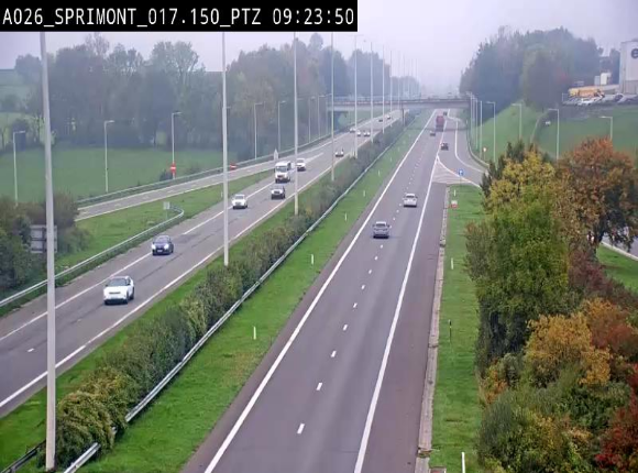 <h2>Webcam A26 (E25) à Sprimont, sur l'autoroute entre Liège et Arlon. Vue orientée vers le Luxembourg</h2>