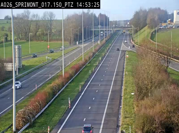 Webcam A26 (E25) à Sprimont, sur l'autoroute entre Liège et Arlon. Vue orientée vers le Luxembourg