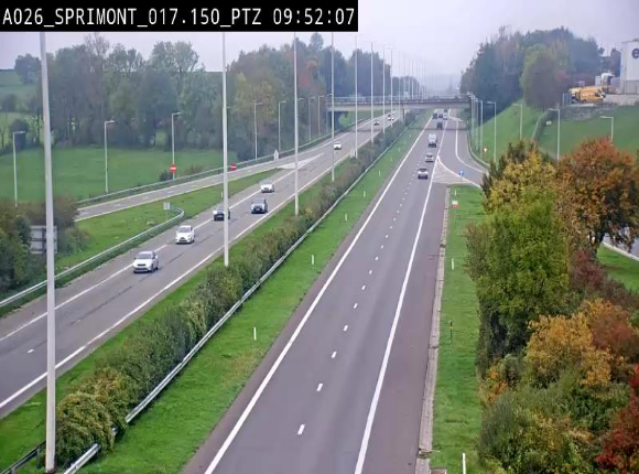 <h2>Webcam A26 (E25) à Sprimont, sur l'autoroute entre Liège et Arlon. Vue orientée vers le Luxembourg</h2>