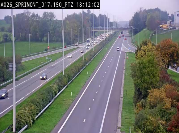 <h2>Webcam A26 (E25) à Sprimont, sur l'autoroute entre Liège et Arlon. Vue orientée vers le Luxembourg</h2>