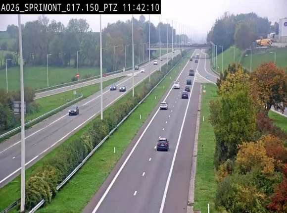 <h2>Webcam A26 (E25) à Sprimont, sur l'autoroute entre Liège et Arlon. Vue orientée vers le Luxembourg</h2>