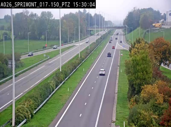 <h2>Webcam A26 (E25) à Sprimont, sur l'autoroute entre Liège et Arlon. Vue orientée vers le Luxembourg</h2>