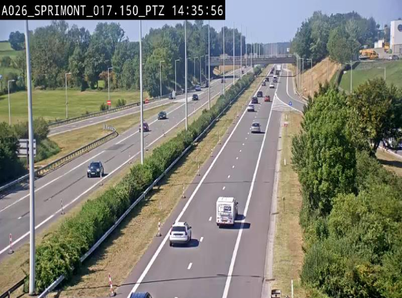 Webcam A26 (E25) à Sprimont, sur l'autoroute entre Liège et Arlon. Vue orientée vers le Luxembourg