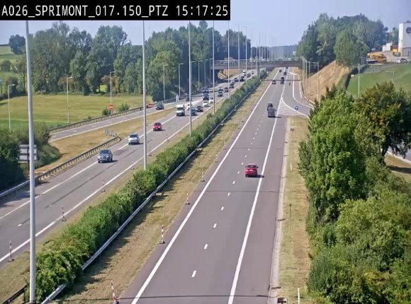 <h2>Webcam A26 (E25) à Sprimont, sur l'autoroute entre Liège et Arlon. Vue orientée vers le Luxembourg</h2>