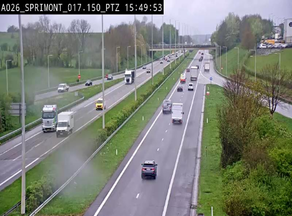Webcam A26 (E25) à Sprimont, sur l'autoroute entre Liège et Arlon. Vue orientée vers le Luxembourg