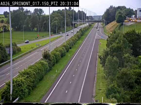 Webcam A26 (E25) à Sprimont, sur l'autoroute entre Liège et Arlon. Vue orientée vers le Luxembourg