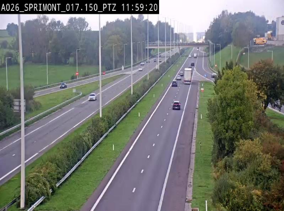 Webcam A26 (E25) à Sprimont, sur l'autoroute entre Liège et Arlon. Vue orientée vers le Luxembourg