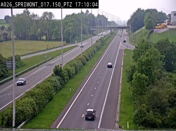 Webcam A26 (E25) à Sprimont, sur l'autoroute entre Liège et Arlon. Vue orientée vers le Luxembourg