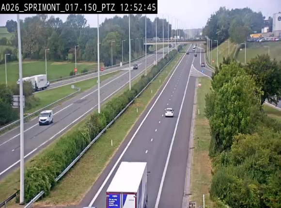 <h2>Webcam A26 (E25) à Sprimont, sur l'autoroute entre Liège et Arlon. Vue orientée vers le Luxembourg</h2>