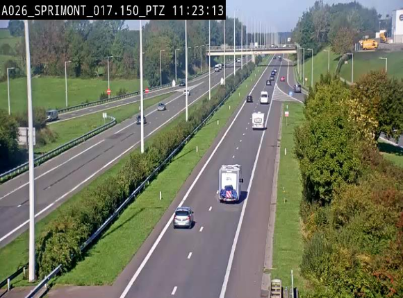 <h2>Webcam A26 (E25) à Sprimont, sur l'autoroute entre Liège et Arlon. Vue orientée vers le Luxembourg</h2>