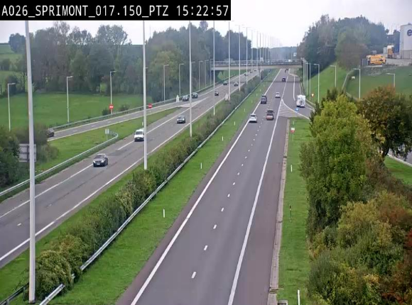 <h2>Webcam A26 (E25) à Sprimont, sur l'autoroute entre Liège et Arlon. Vue orientée vers le Luxembourg</h2>