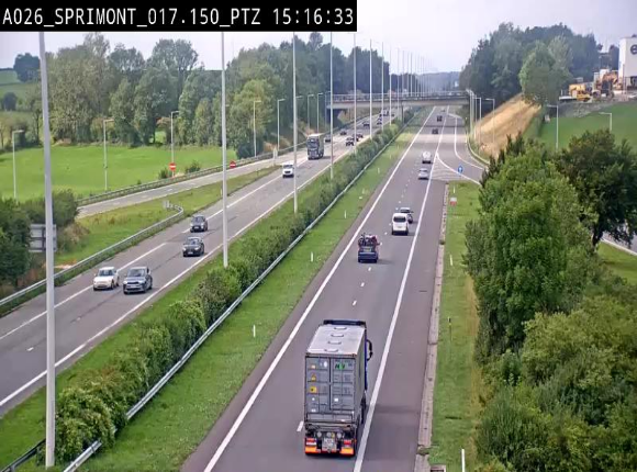 <h2>Webcam A26 (E25) à Sprimont, sur l'autoroute entre Liège et Arlon. Vue orientée vers le Luxembourg</h2>