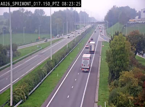 <h2>Webcam A26 (E25) à Sprimont, sur l'autoroute entre Liège et Arlon. Vue orientée vers le Luxembourg</h2>