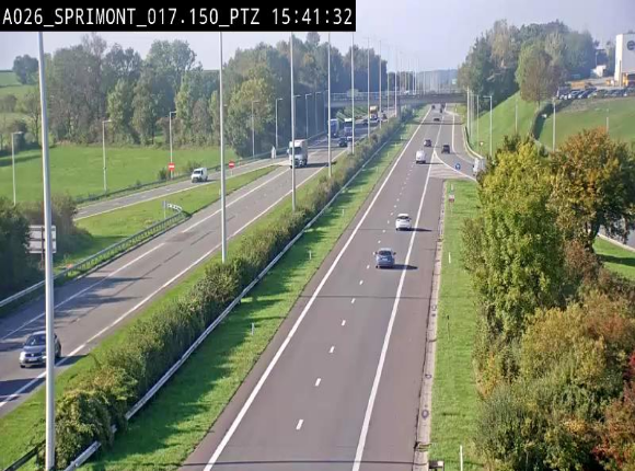 <h2>Webcam A26 (E25) à Sprimont, sur l'autoroute entre Liège et Arlon. Vue orientée vers le Luxembourg</h2>